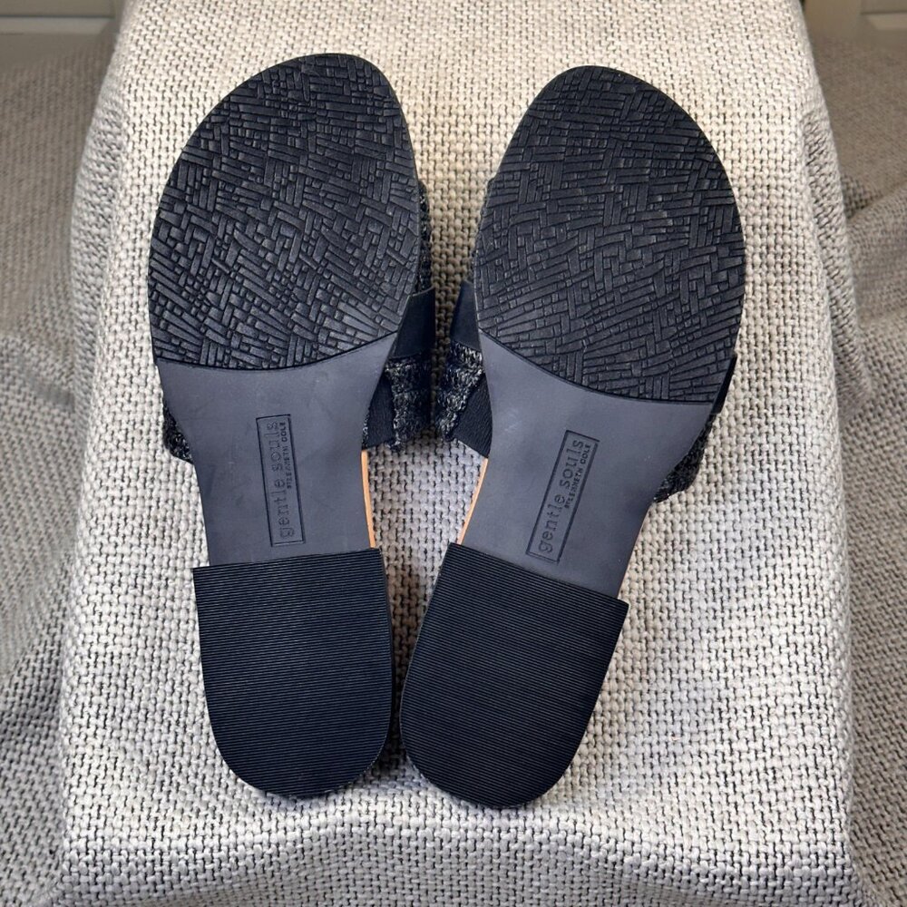 Gentle Souls by Kenneth Cole Womens Hudson Flat Sandal Slide Black Raffia Size 9 - Picture 7 of 8